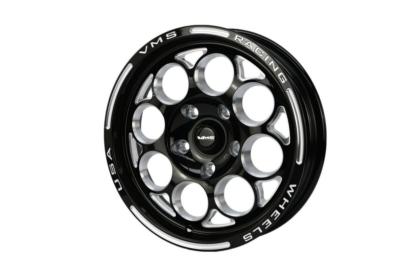 VMS Racing Drag Pack Modulo Black Milled Wheels Rim 15X10 & 15x3.5 5X120 (5X4.75