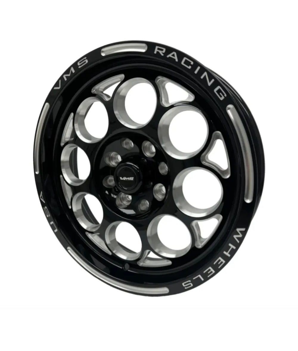 VMS Racing Drag Wheel Black Modulo 15x3.5 | 4X108 & 4x114.3 |-13 ET | 4x4.25