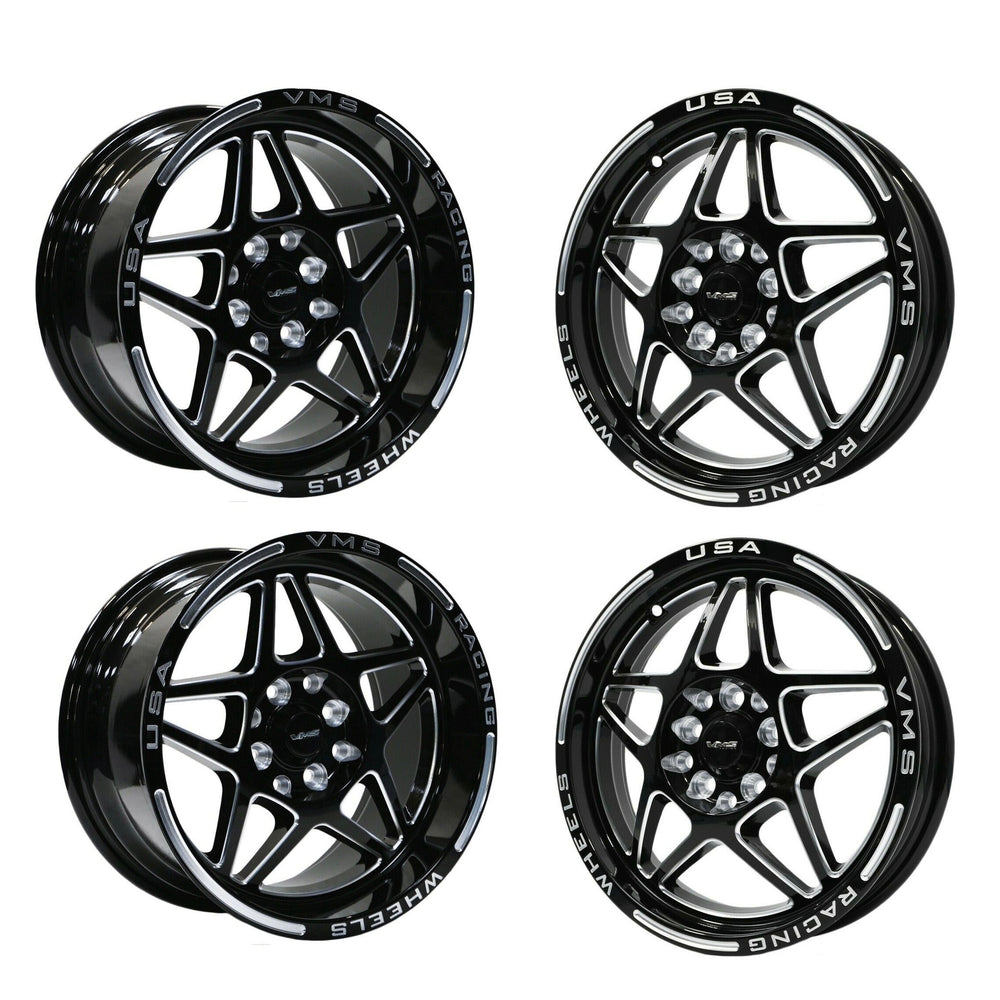 VMS Racing Delta Drag Pack Wheels Rims Set 15x3.5 +10 & 15x8 +20 5x100 5x114.3