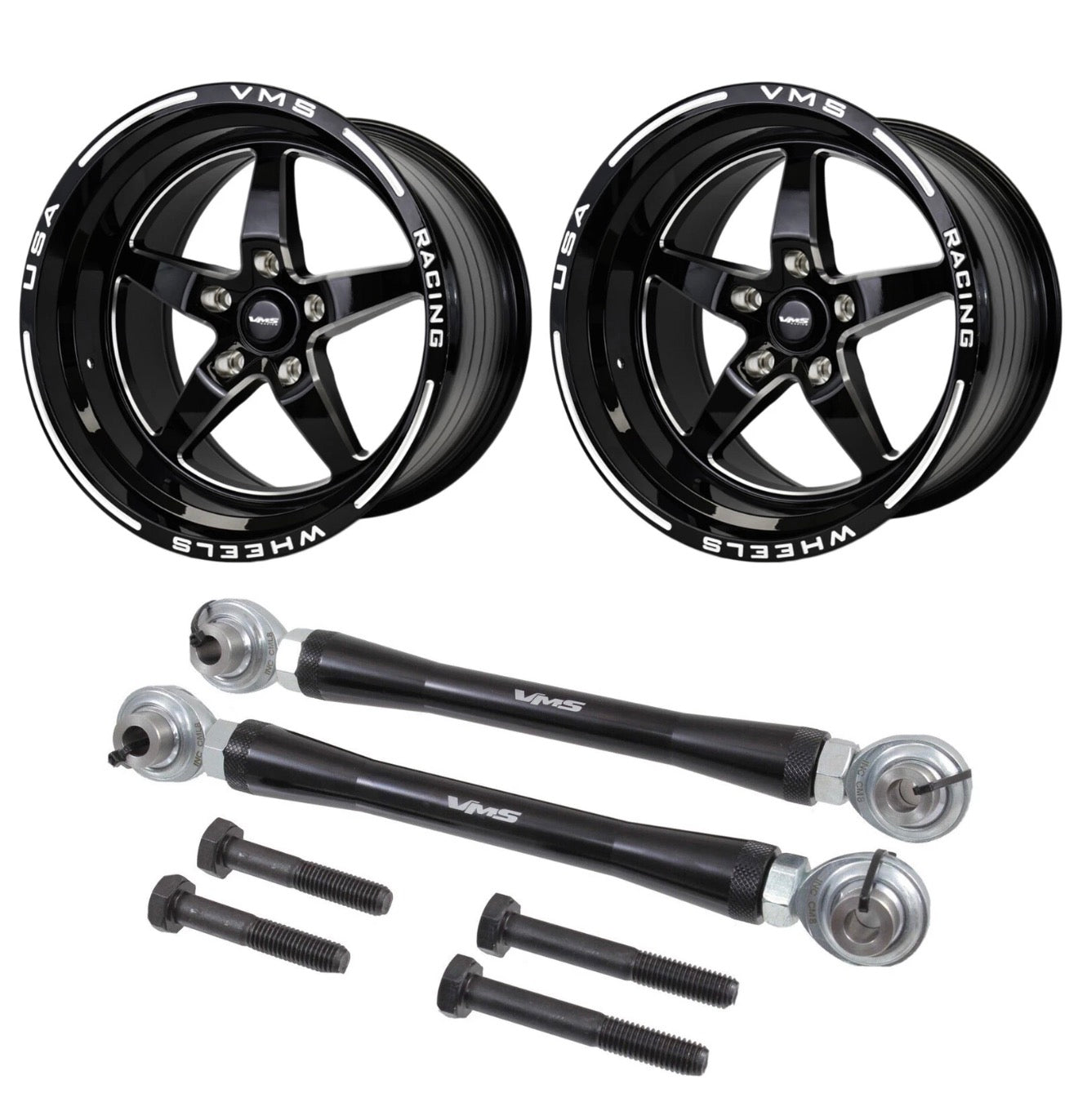 VMS WHEELS V STAR 17X10 5X115 30 ET & ADJUSTABLE SWAY BAR LINKS FOR CHARGER & CHALLENGER