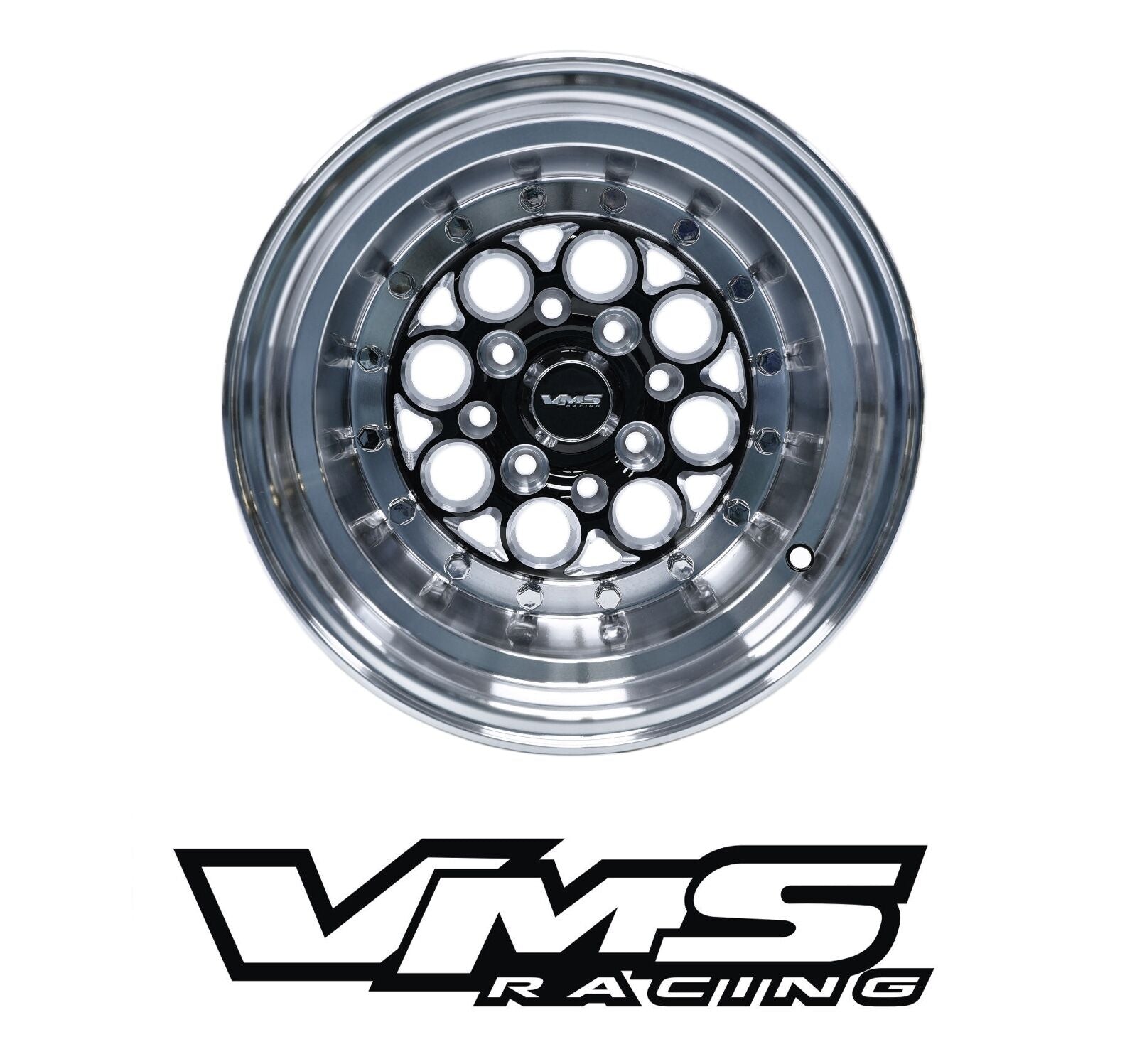 VMS Racing Black Revolver Polished Lip Milling Wheel 13X9 4X100 4x114 ...