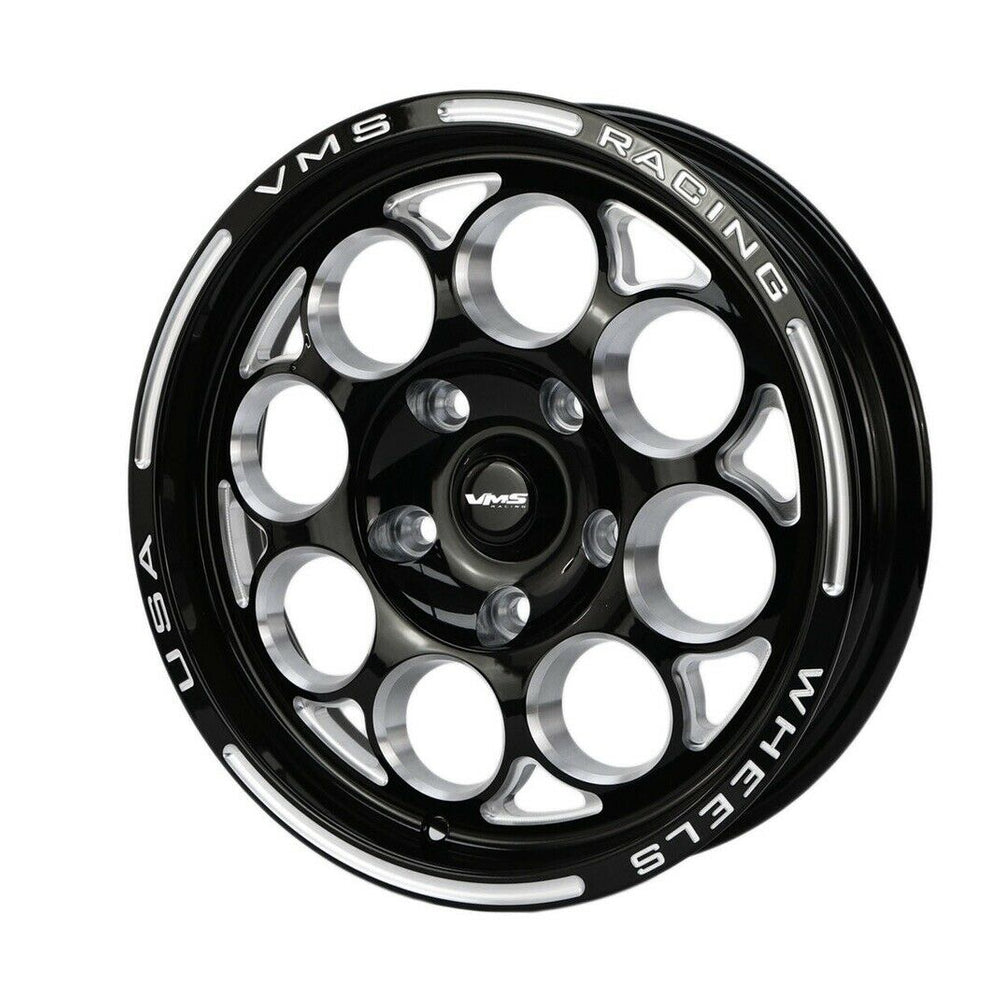 Vms Racing Modulo Wheels VMS Racing Drag Pack Modulo Black Milled Wheels Rim 15X10 & 15x3.5 5X1 ...