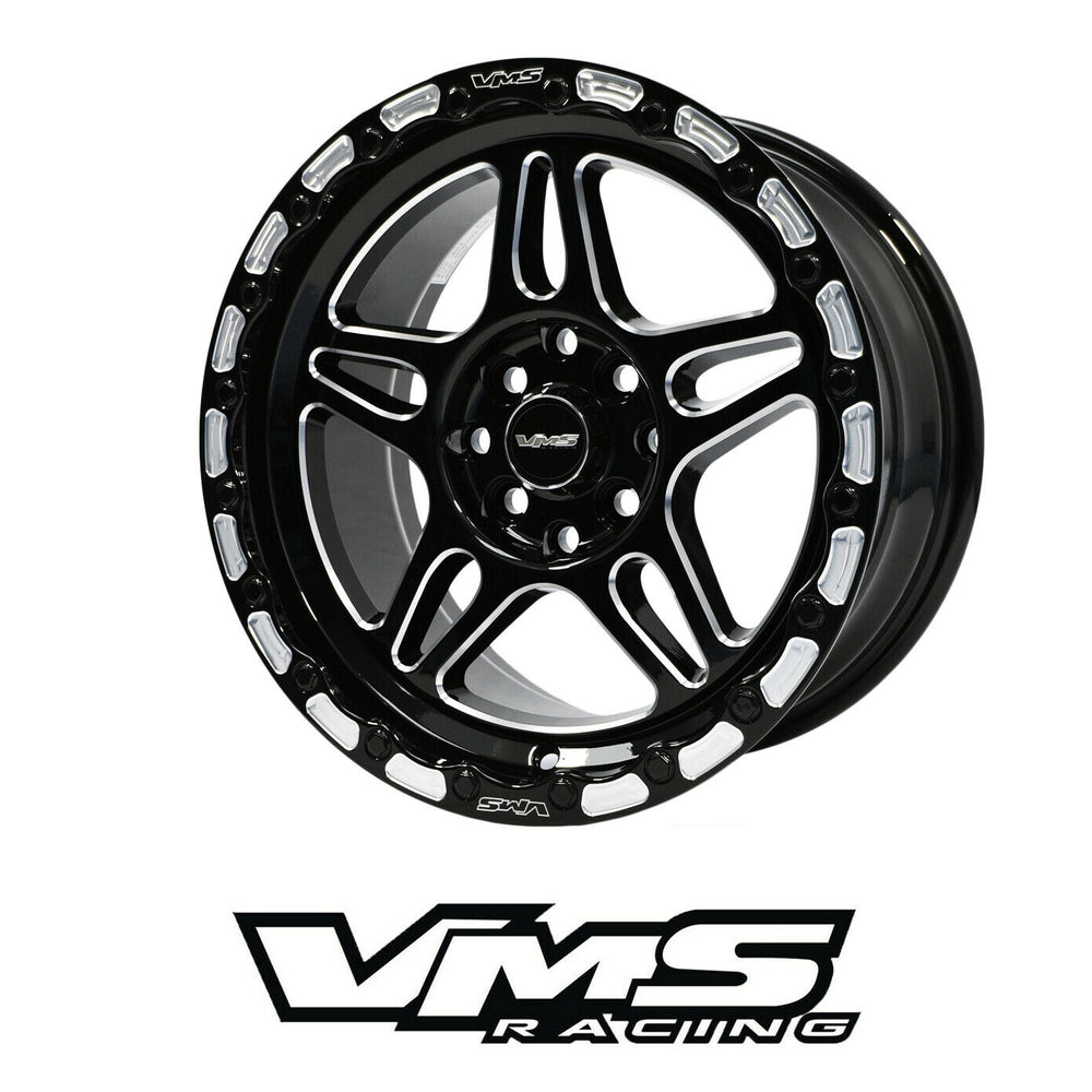 Copy of VMS Racing Black Milled Beadlock Blackburn 15x7.5 4x114.3 & 4x100 +20 ET 5.3" Backspace