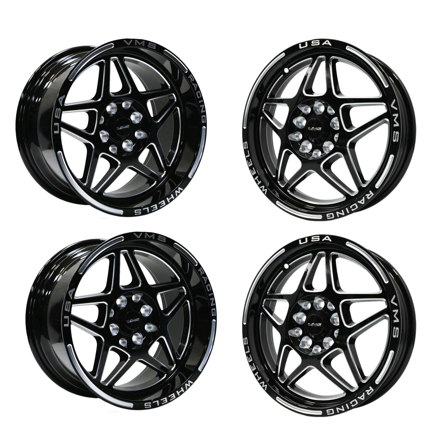 VMS Racing Delta Drag Pack Wheels 2x 15x3.5 ET10 2x 15x8 ET20 4x100 4x114 73.1