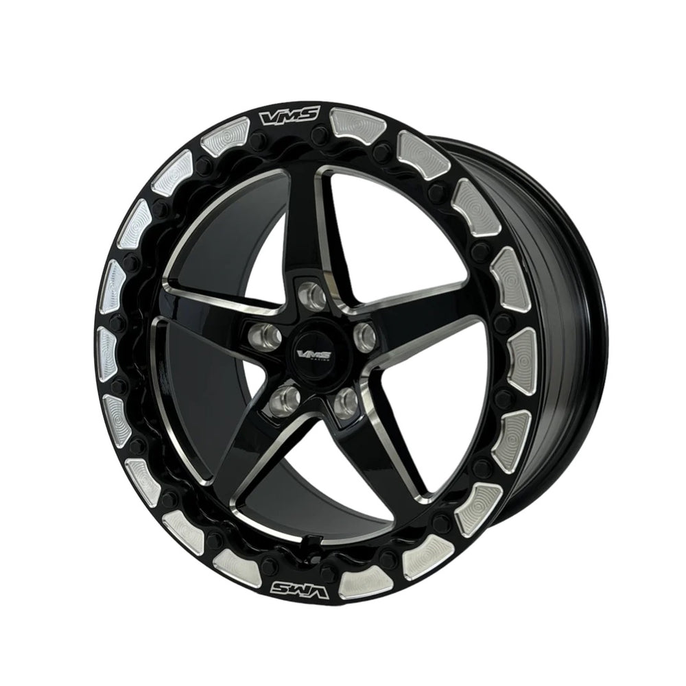 
                      
                        VMS Black Beadlock Drag Rim Wheel 17x10 5x114.3 5x4.5" 7.6" +54 BS For 05 20 Mustang
                      
                    