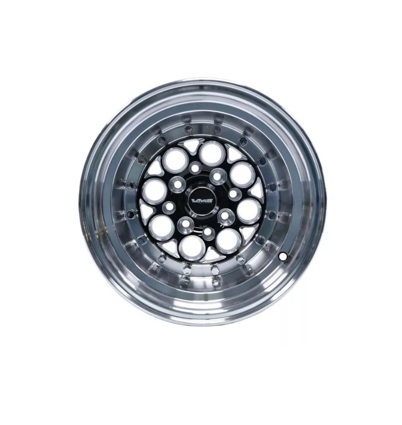 VMS Racing Revolver 13x8 Black Polished Lip Drag Wheel Rim 4X100 4X114 ET20