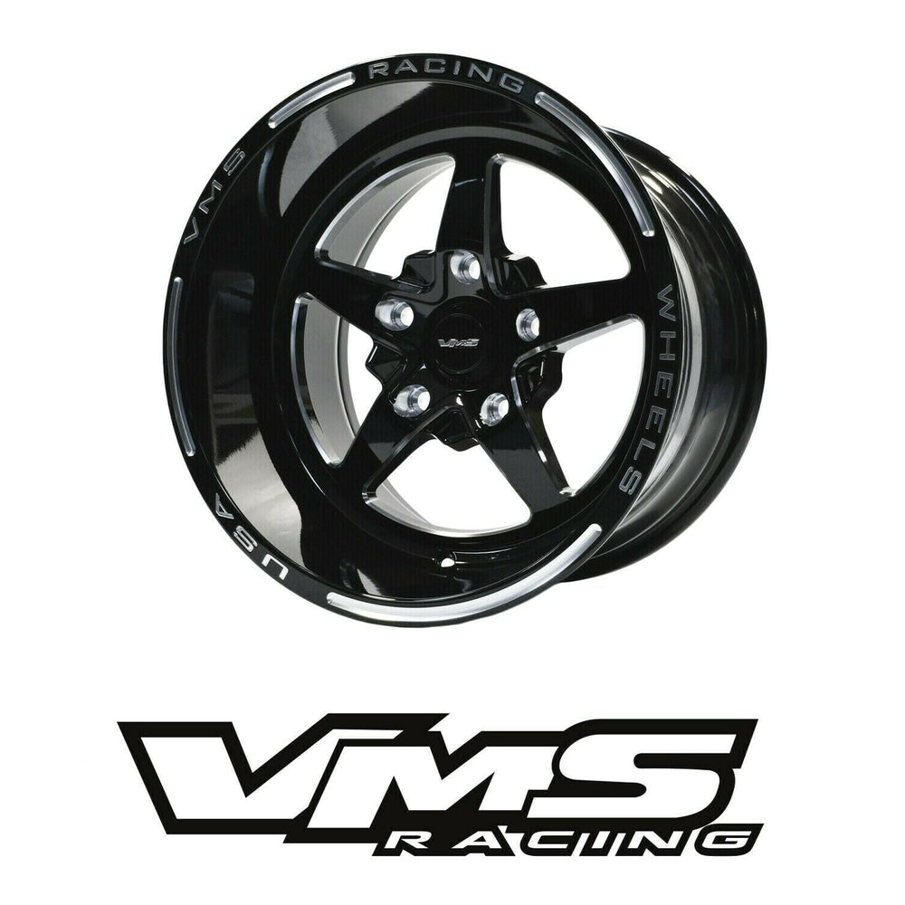 Vsqs Rims VMS Racing Street Drag Pack V Star 5 Spoke Wheel Rim 15X10 & 15x3.5 5X ...