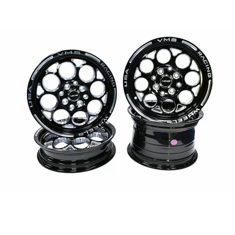 VMS Racing Black Milled Drag Pack Modulo 5 lug 15x3.5 & 15x8 5x120.7 (5x4.75")