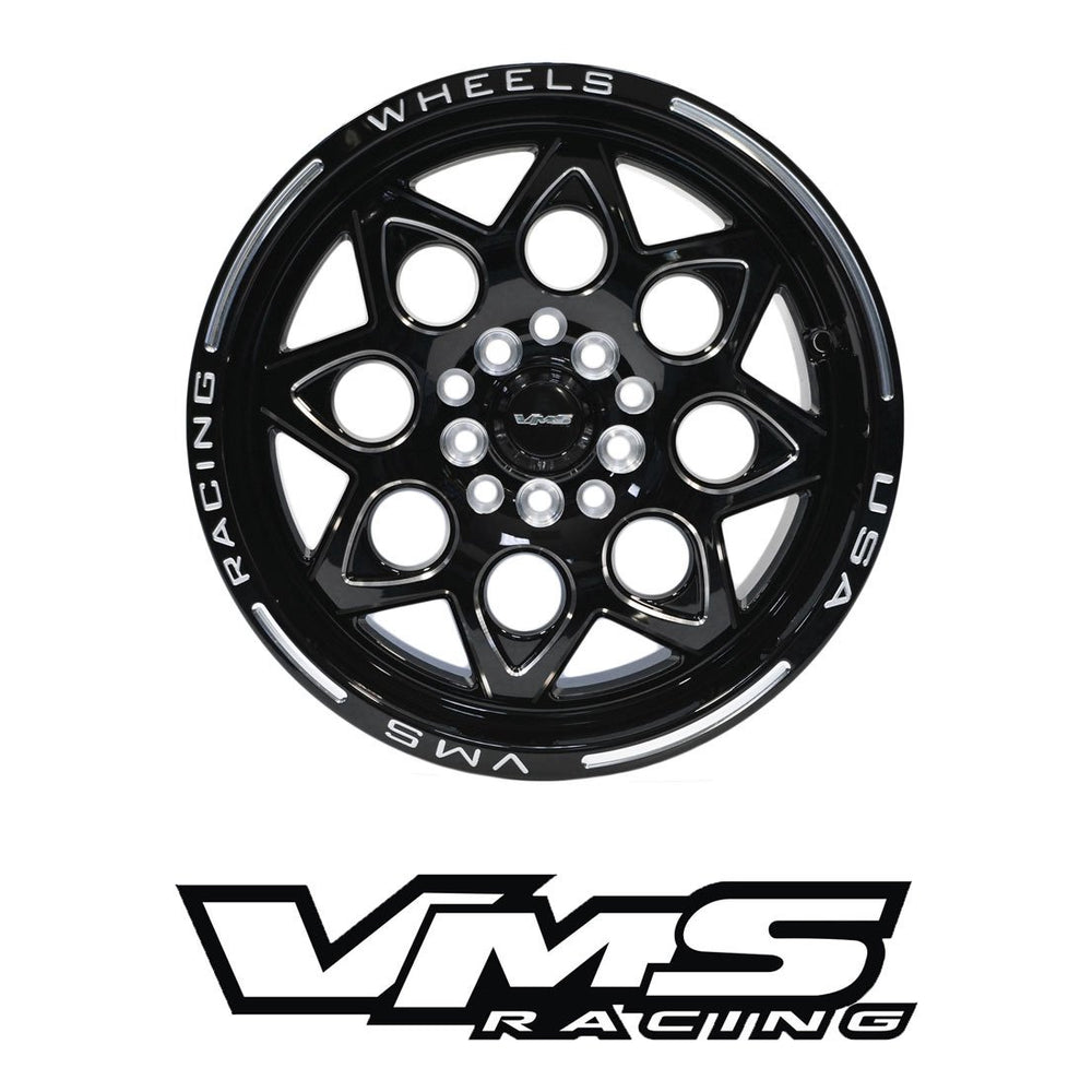 
                      
                        VMS Racing Rear Or Front Black Lip Rocket Drag Wheel Rim 15x8 4X100 4X114 20+ ET
                      
                    