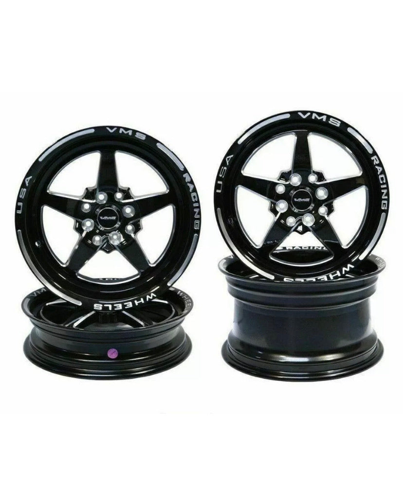VMS DRAG PACK STREET DRAG RACE V-STAR WHEELS 17x10 54 OFFSET & 18X5 5X ...