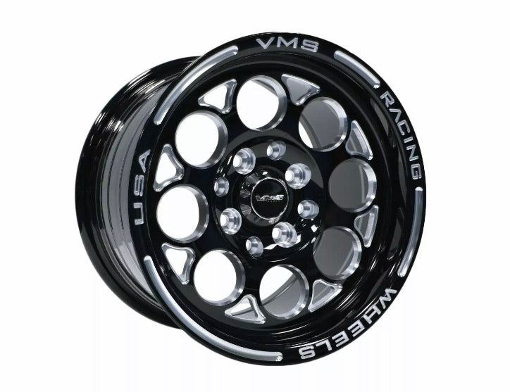VMS Black Modulo Milling Finish Drag Racing Wheel Rim 15x7 4X100 4X114 +35 ET