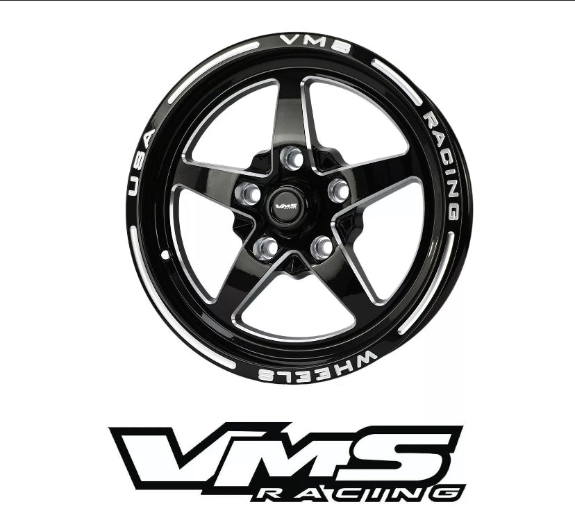 VMS Racing Black Milled V-Star 15X3.5 5 lug 5x114.3 | 5x4.5" | 1.75" BS | -13 ET |