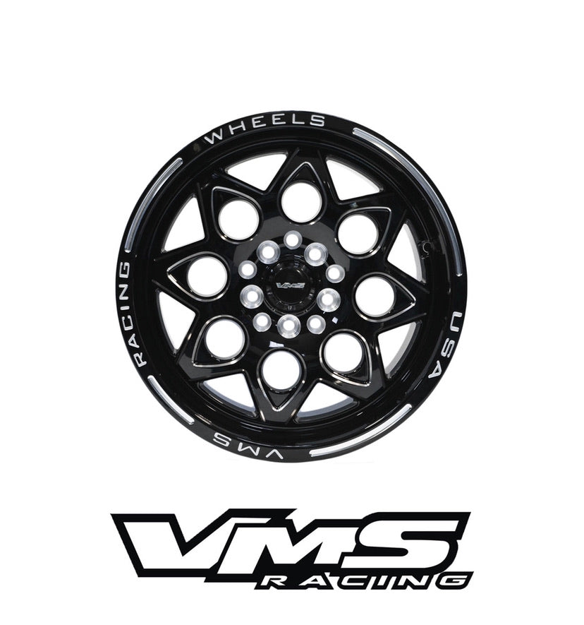 4x VMS Racing Black Lip Rocket Drag Wheel Rim 15x8 4X100 4X114.3 +20