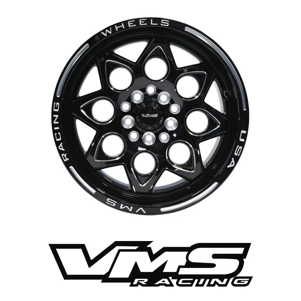 4x VMS Racing Black Lip Rocket Drag Wheel Rim 15x8 4X100 4X114.3 +20