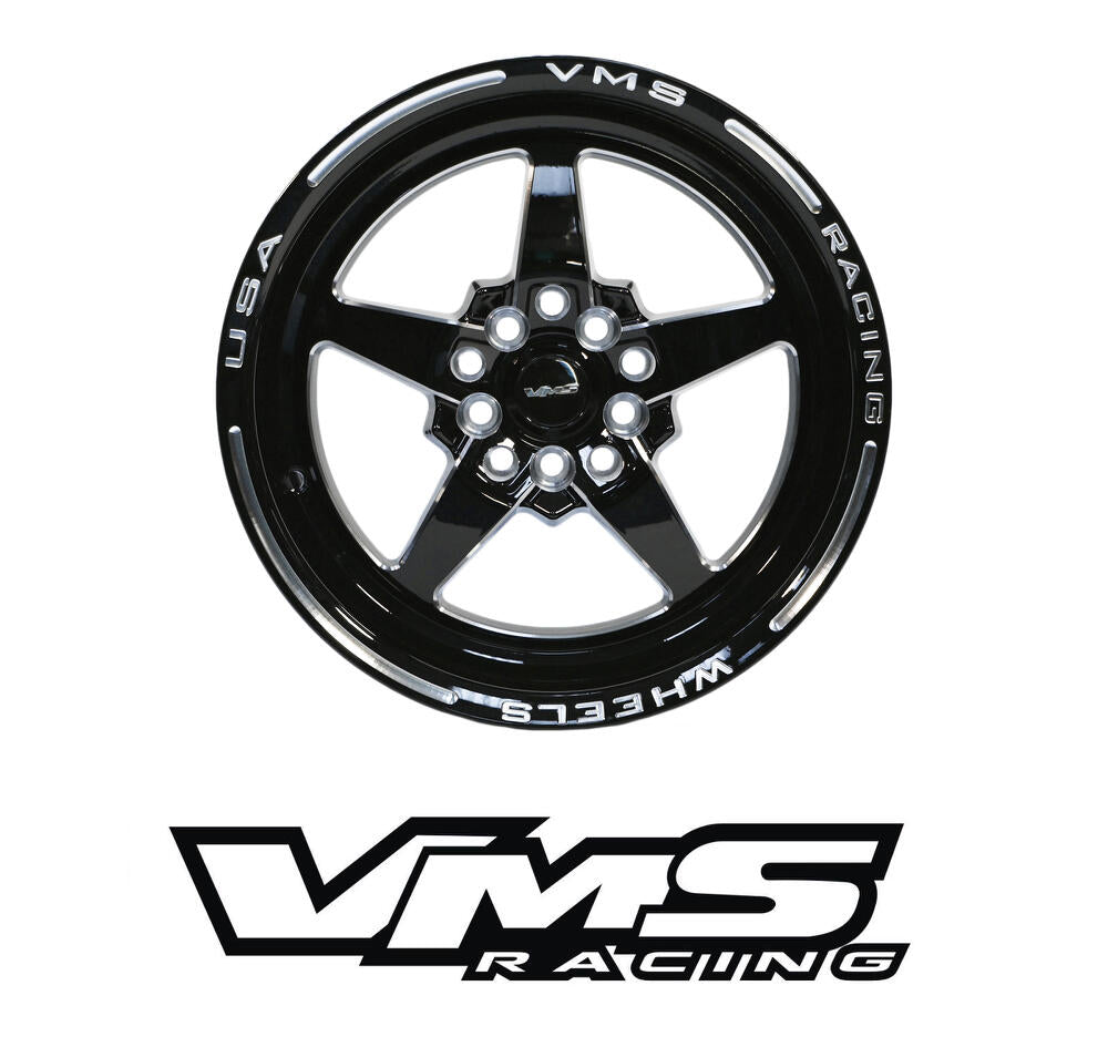 VMS RACING FRONT OR REAR DRAG RACE V-STAR WHEEL 15X8 5X100 / 5X114.3 (5x4.5”) +20 ET (5.3 