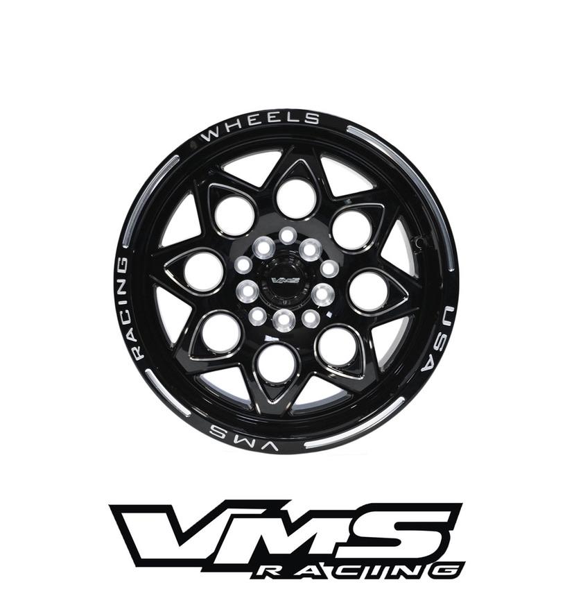 
                      
                        VMS Racing Rear Or Front Black Lip Rocket Drag Wheel Rim 15x8 4X100 4X114 20+ ET
                      
                    
