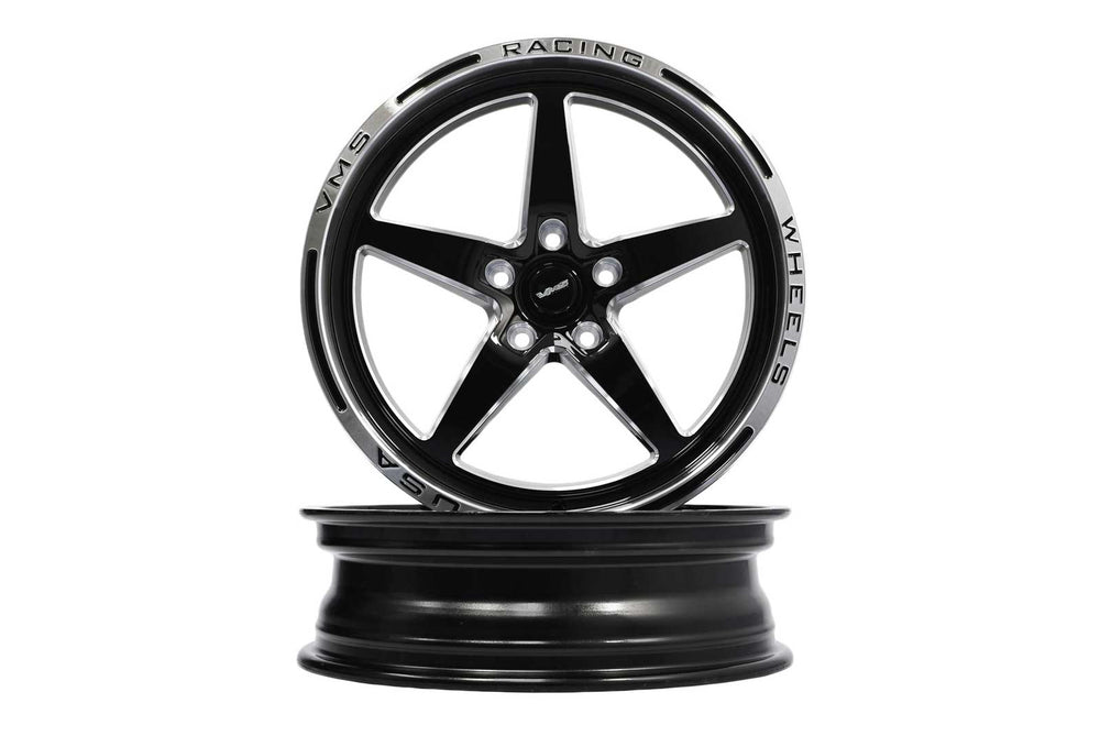 VMS Racing Polished Lip V star  Front Drag Racing Wheel For Ford 05 19 Mustang 18x5 (-12ET) 5x114.3 5x4.5 Set of 2