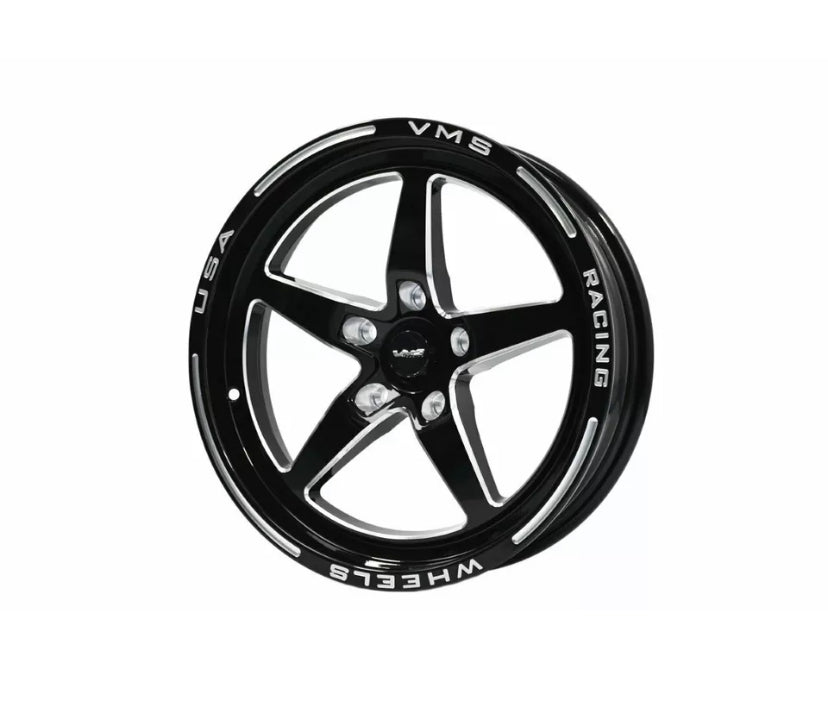 VMS Racing Black Milled Street Drag Pack V-Star Wheels 17X10 (+30 ET) & 17x4.5 (-25.4 ET)  For Dodge Charger Challenger
