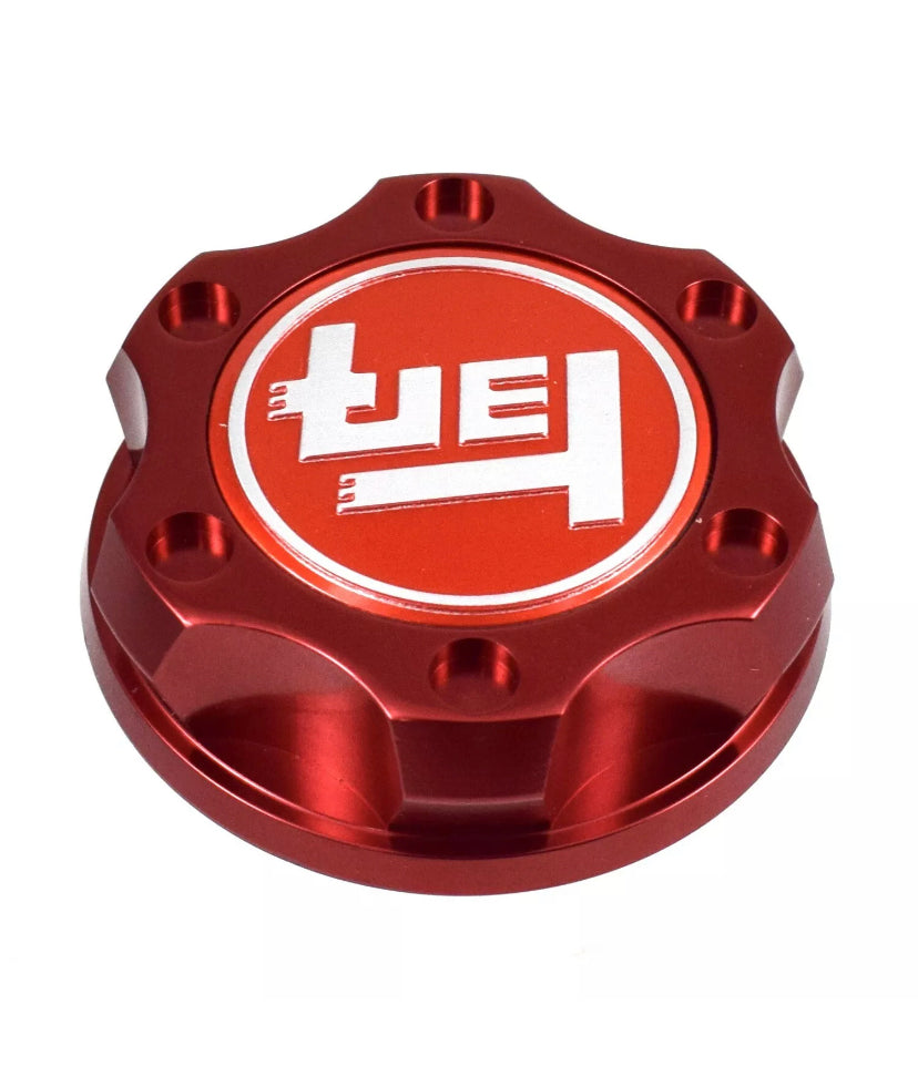 Red Oil Cap Filler Racing Billet Aluminum TEQ Emblem For Toyota Scion Lexus