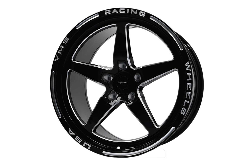 VMS RACING STREET OR DRAG RACE BLACK MILLING V-STAR WHEEL 18X9.5 +35 ET (6.5